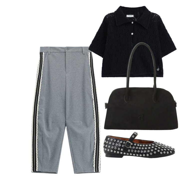 Outfit donna - Settembre. Stile Casual chic per Tutti i giorni. Abbinamento con pantaloni, maglieria, borse a spalla, ballerine.