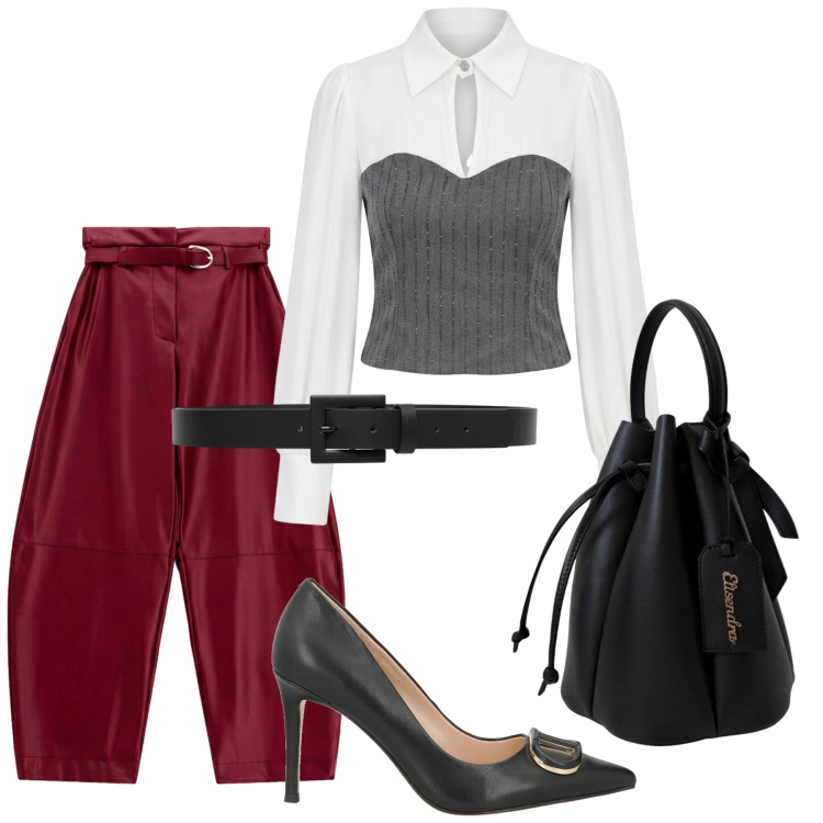 Outfit donna - Total look #2476319. Stile Glamour per Serata fuori. Abbinamento con pantaloni, borse a secchiello, bluse, cinture, décolleté.