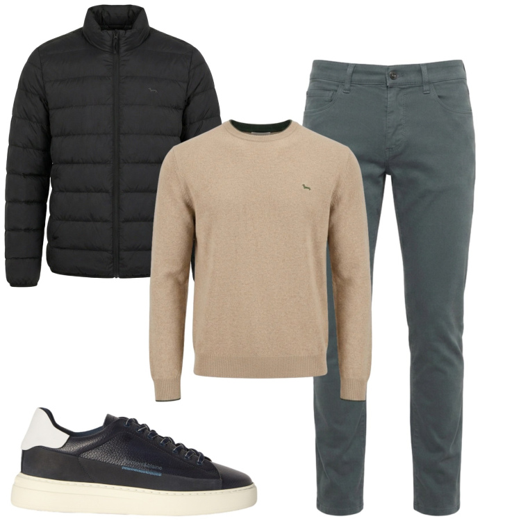 Outfit uomo - City. Stile Casual per Tutti i giorni. Abbinamento con sneakers, jeans slim fit, maglieria, giacche.