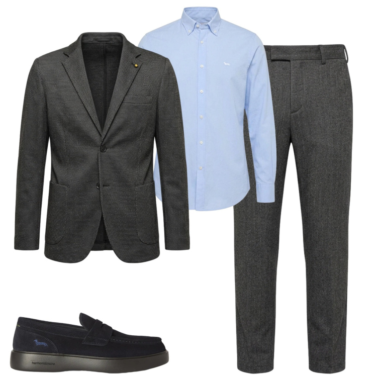 Outfit uomo - Business. Stile Business/Elegante per Tutti i giorni. Abbinamento con scarpe stringate, camicie, pantaloni, giacche.