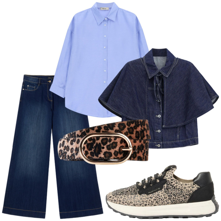 Outfit donna - Total look #2476330. Stile Trendy per Tutti i giorni. Abbinamento con cinture, sneakers, blazer, camicie, jeans.