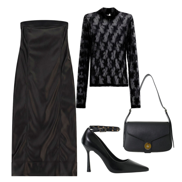 Outfit donna - Audace. Stile Urban per Serata fuori. Abbinamento con vestiti midi/longuette, t-shirt, décolleté, borse a spalla.