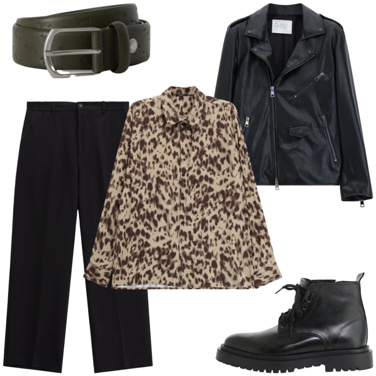 Outfit uomo - Total look #2476440. Stile Casual per Tutti i giorni. Abbinamento con cinture, giacche, camicie, pantaloni, anfibi.