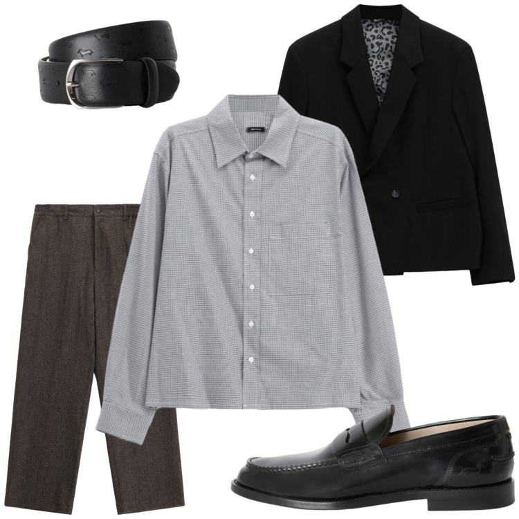 Outfit uomo - Total look #2476448. Stile Casual per Tutti i giorni. Abbinamento con cinture, scarpe stringate, giacche, camicie, pantaloni.