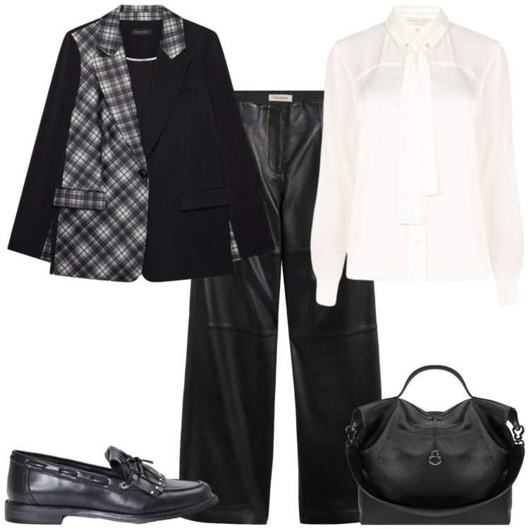 Outfit donna - Casual chic ufficio tempo libero. Stile Casual chic per Tutti i giorni. Abbinamento con pantaloni, mocassini, camicie, blazer, borse a spalla.