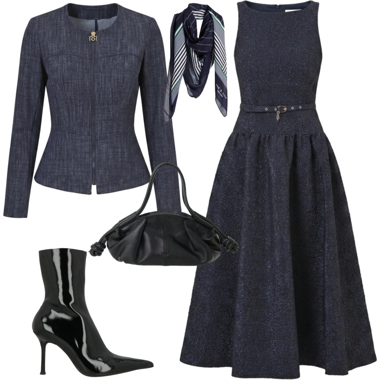 Outfit donna - Vintage retro serata evento speciale. Stile Vintage retrò per Serata fuori. Abbinamento con sciarpe, stivaletti, borse a mano, vestiti midi/longuette, blazer.