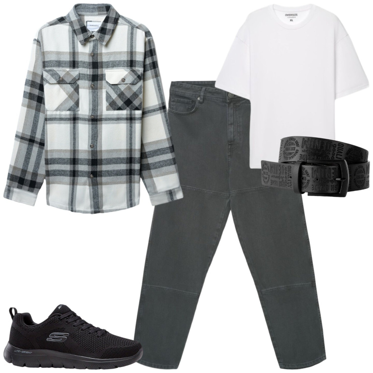 Outfit uomo - La camicia in flanella in autunno. Stile Casual per Tutti i giorni. Abbinamento con cappotti, jeans, t-shirt, cinture, sneakers.