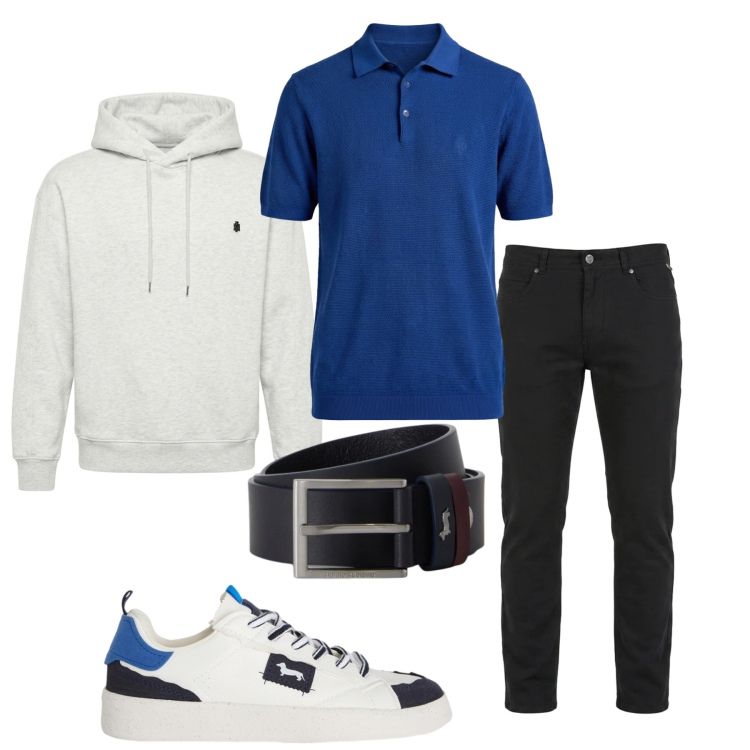 Outfit uomo - Total look #2476525. Stile Casual per Tutti i giorni. Abbinamento con pantaloni, cinture, sneakers, polo, felpe con cappuccio.