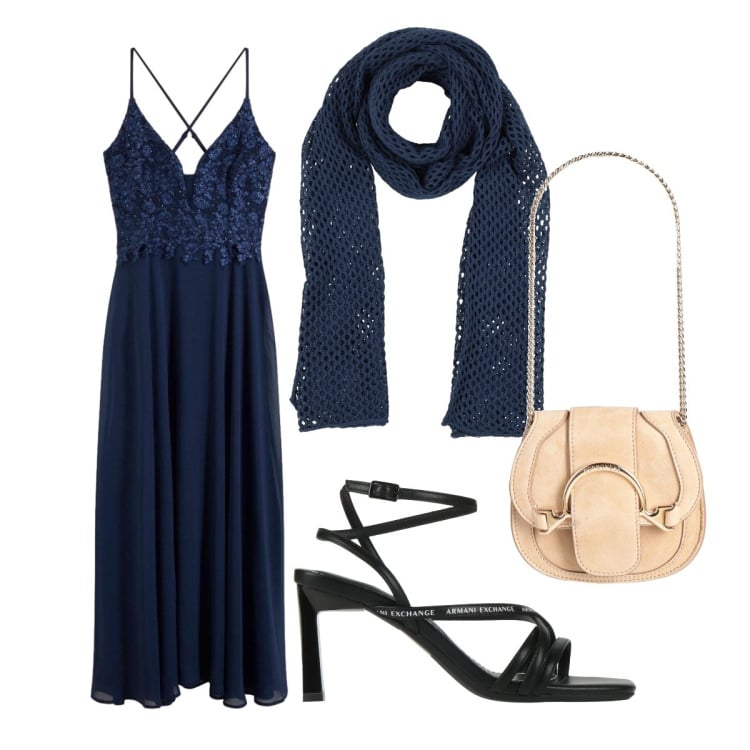 Outfit donna - Cerimonia curvy. Stile Chic per Cerimonia. Abbinamento con sciarpe, marsupi, sandali col tacco, vestiti lunghi.