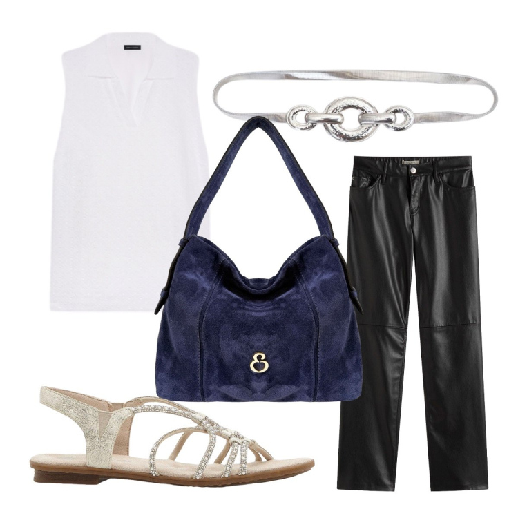 Outfit donna - Perfetta per le serate più calde. Stile Trendy per Serata fuori. Abbinamento con sandali, pantaloni, cinture, polo, borse a spalla.