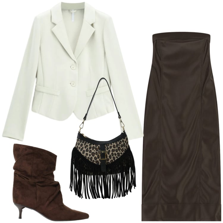 Outfit donna - We Are Back - Evening out. Stile Minimal per Serata fuori. Abbinamento con vestiti midi/longuette, blazer, stivali, borse a spalla.