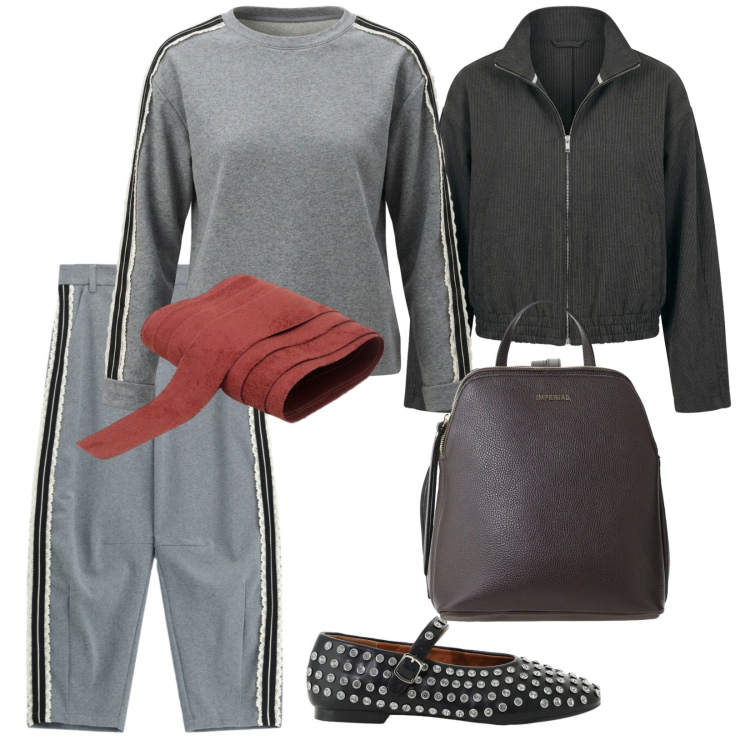 Outfit donna - Please. per Tutti i giorni. Abbinamento con cinture, zaini, pantaloni, felpe, bomber, ballerine.