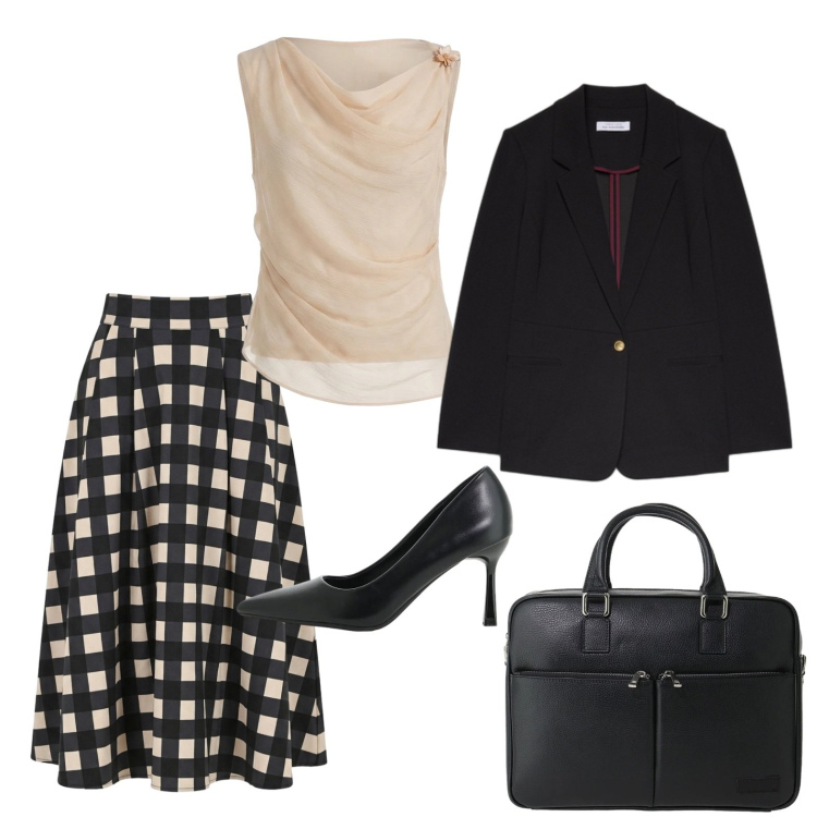 Outfit donna - Al lavoro con la gonna anni \'50. Stile Bon Ton per Ufficio. Abbinamento con décolleté, borse messenger, gonne longuette, top, blazer.