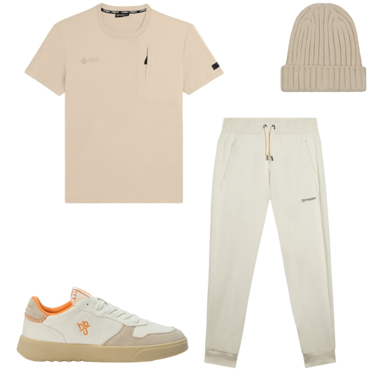 Outfit uomo - Total look #2476664. Stile Urban per Sport. Abbinamento con sneakers, berretti, pantaloni, t-shirt.