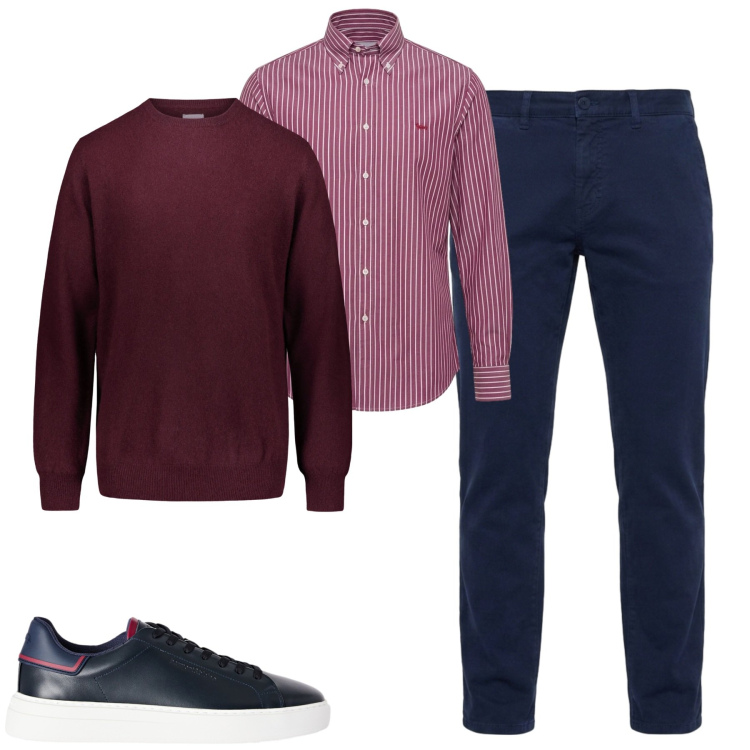 Outfit uomo - Settembre in ufficio. Stile Urban per Ufficio. Abbinamento con sneakers, pantaloni, camicie, pullovers.