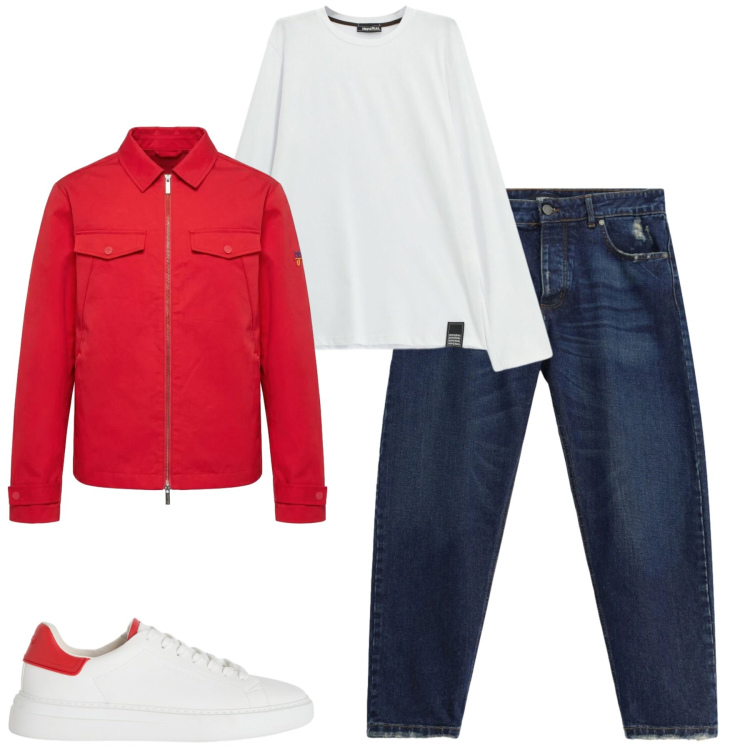 Outfit uomo - Settembre. Stile Casual per Tutti i giorni. Abbinamento con sneakers, cappotti, jeans, t-shirt.