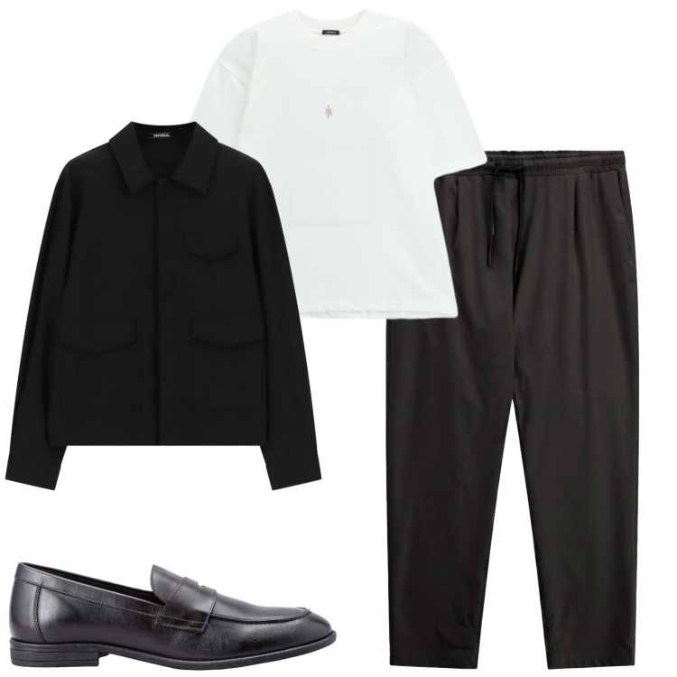 Outfit uomo - Imperial. Stile Urban per Tutti i giorni. Abbinamento con t-shirt, cappotti, pantaloni, scarpe stringate.