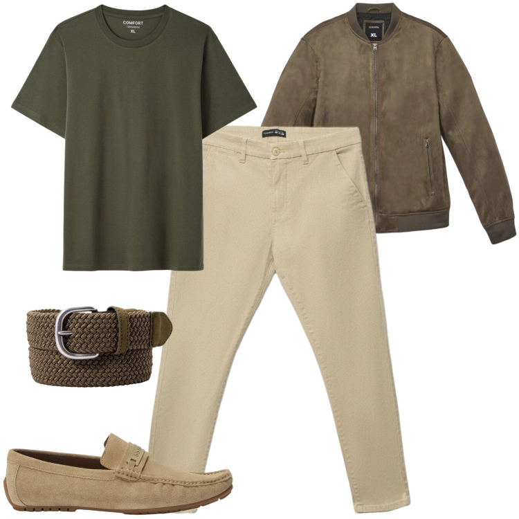 Outfit uomo - Chino microfantasia. Stile Urban per Tutti i giorni. Abbinamento con scarpe stringate, cinture, giacche, pantaloni chino, t-shirt.