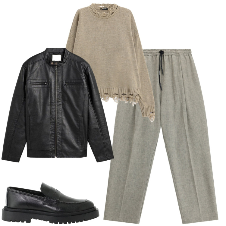 Outfit uomo - City. Stile Trendy per Tutti i giorni. Abbinamento con scarpe stringate, pantaloni, maglieria, giacche.