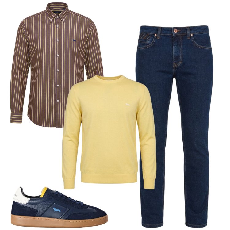 Outfit uomo - City. Stile Urban per Tutti i giorni. Abbinamento con jeans, camicie, sneakers, pullovers.
