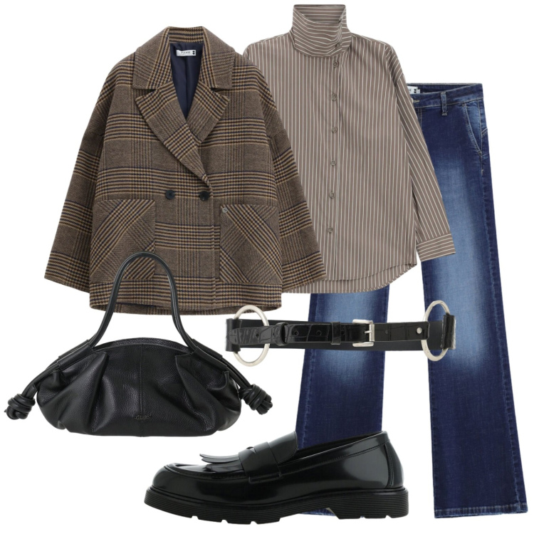 Outfit donna - Mocassini. Stile Glamour per Tutti i giorni. Abbinamento con camicie, jeans, blazer, mocassini, borse a mano, cinture.