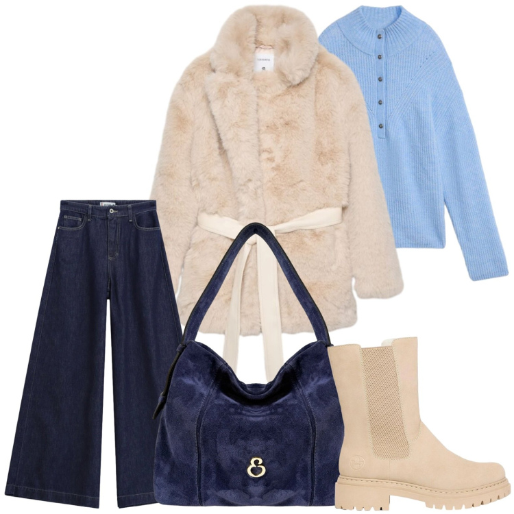 Outfit donna - Ecopelle must have. Stile Casual per Tutti i giorni. Abbinamento con stivaletti, pullovers, cappotti, jeans, borse a spalla.
