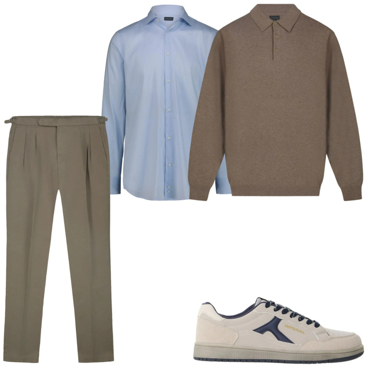 Outfit uomo - Total look #2476942. Stile Casual per Ufficio. Abbinamento con sneakers, pantaloni, polo, camicie.