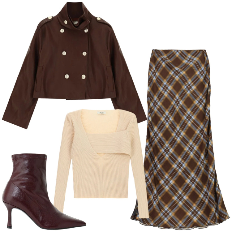 Outfit donna - Fall outfit ideas. Stile Chic per Tutti i giorni. Abbinamento con stivaletti, t-shirt, gonne lunghe, blazer.