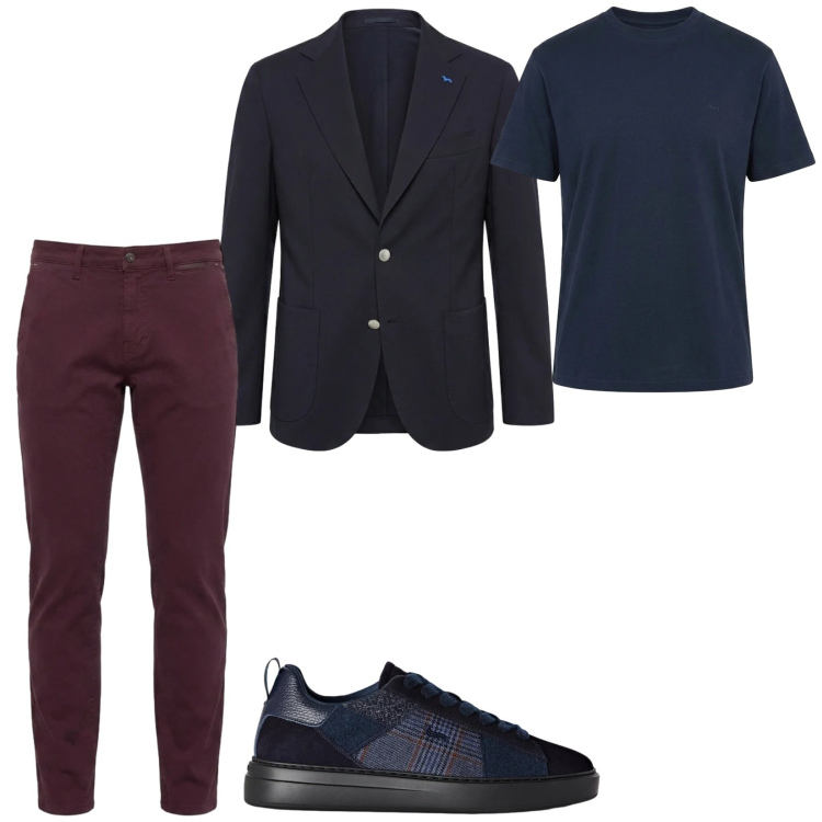 Outfit uomo - Total look #2476951. Stile Trendy per Ufficio. Abbinamento con sneakers, pantaloni, t-shirt, giacche.