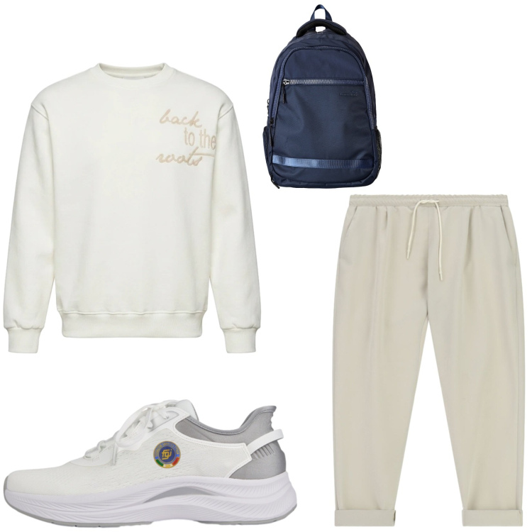 Outfit uomo - Total look #2476953. Stile Urban per Tutti i giorni. Abbinamento con borse sportive, felpe, pantaloni sportivi, scarpe sportive.