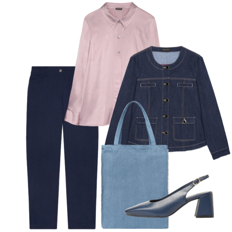Outfit donna - Settembre serioso. Stile Bon Ton per Ufficio. Abbinamento con décolleté, borse tote, camicie, blazer, pantaloni.