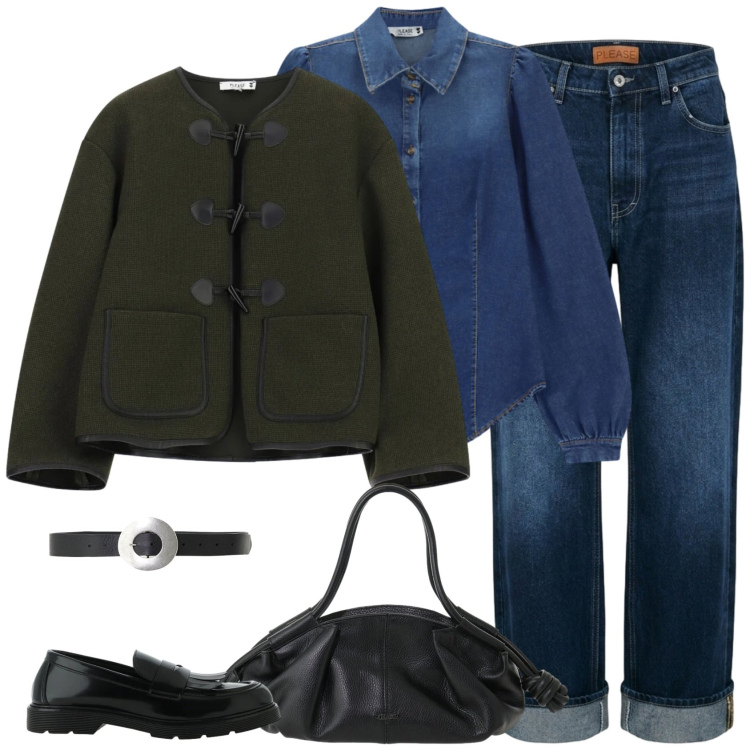 Outfit donna - La giacca con gli alamari. Stile Trendy per Scuola/Università. Abbinamento con jeans dritti, camicie, blazer, mocassini, borse a mano, cinture.