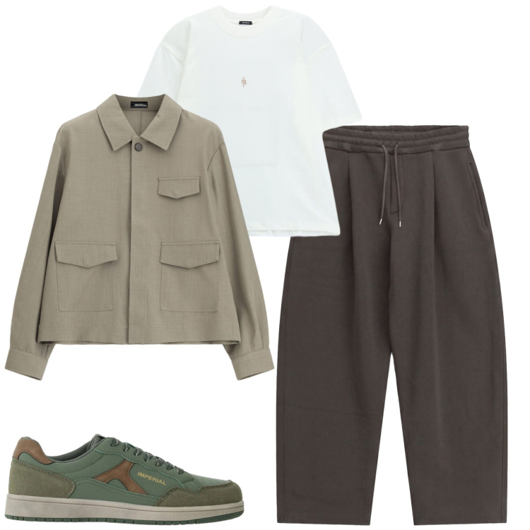 Outfit uomo - Total look #2477031. Stile Casual per Tutti i giorni. Abbinamento con t-shirt, cappotti, pantaloni, sneakers.