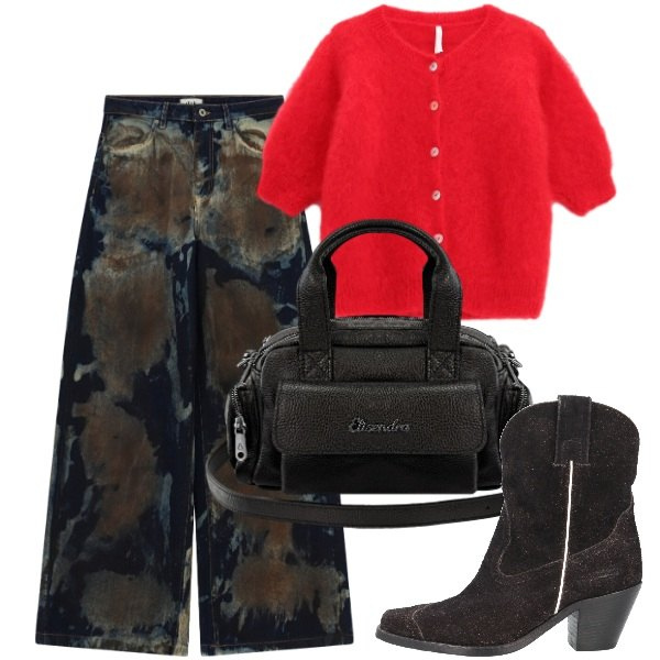 Outfit donna - Scaldacuore. Stile Urban per Tutti i giorni. Abbinamento con stivaletti texani, cardigans, jeans, borse a mano.