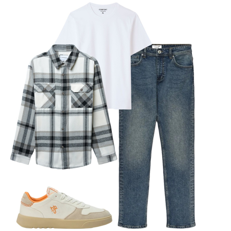 Outfit uomo - Total look #2477062. Stile Casual per Tutti i giorni. Abbinamento con sneakers, cappotti, jeans, t-shirt.
