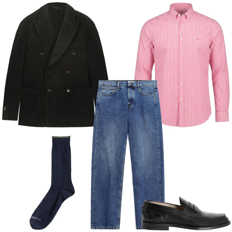 Outfit uomo - Total look #2477096. Stile Casual per Tutti i giorni. Abbinamento con calzini, camicie, scarpe stringate, jeans, giacche.
