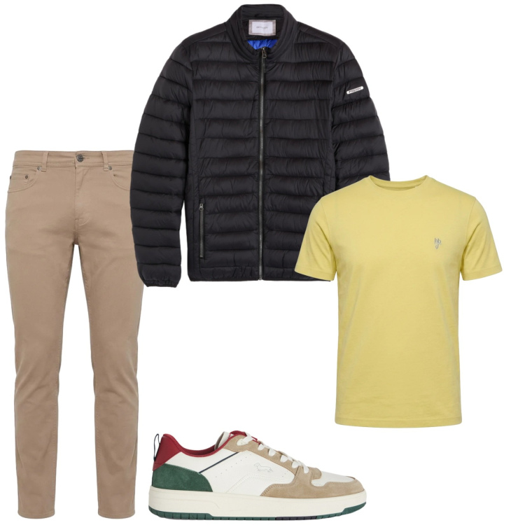 Outfit uomo - Total look #2477100. Stile Trendy per Tutti i giorni. Abbinamento con pantaloni, t-shirt, sneakers, piumini.