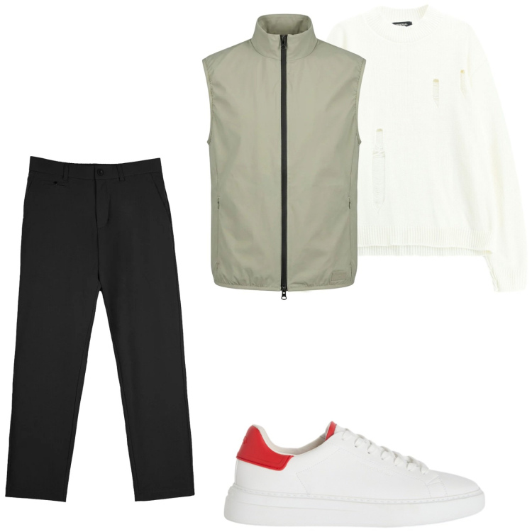 Outfit uomo - Total look #2477101. Stile Trendy per Tutti i giorni. Abbinamento con sneakers, maglieria, pantaloni chino, piumini.