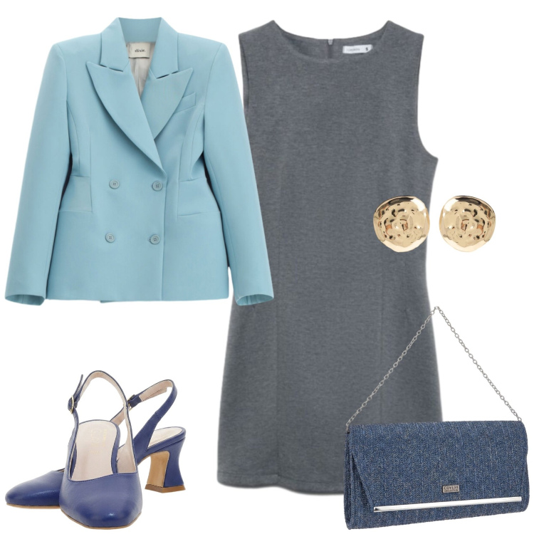 Outfit donna - Total look #2477108. Stile Chic per Ufficio. Abbinamento con vestiti a tubino, blazer, orecchini, clutch, décolleté.