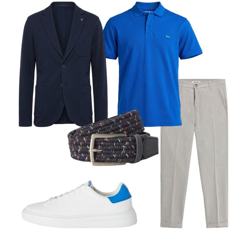 Outfit uomo - Sneaker e completo spezzato. Stile Trendy per Serata speciale. Abbinamento con sneakers, polo, giacche, cinture, pantaloni.