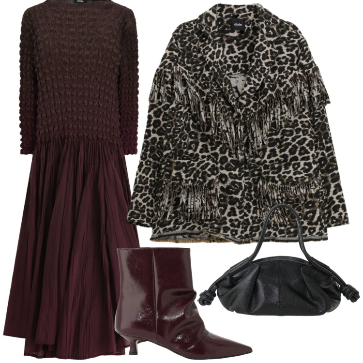 Outfit donna - DIXIE glamour. Stile Glamour per Serata fuori. Abbinamento con vestiti lunghi, borse a mano, stivaletti, blazer.