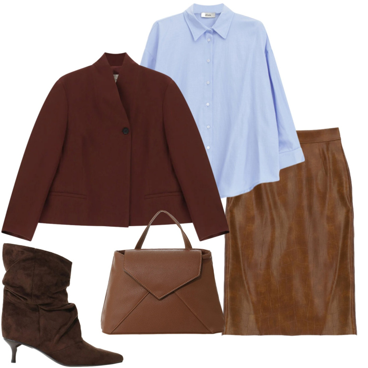 Outfit donna - Dixie FW 26. Stile Casual chic per Serata fuori. Abbinamento con borse a mano, stivali, blazer, gonne longuette, camicie.