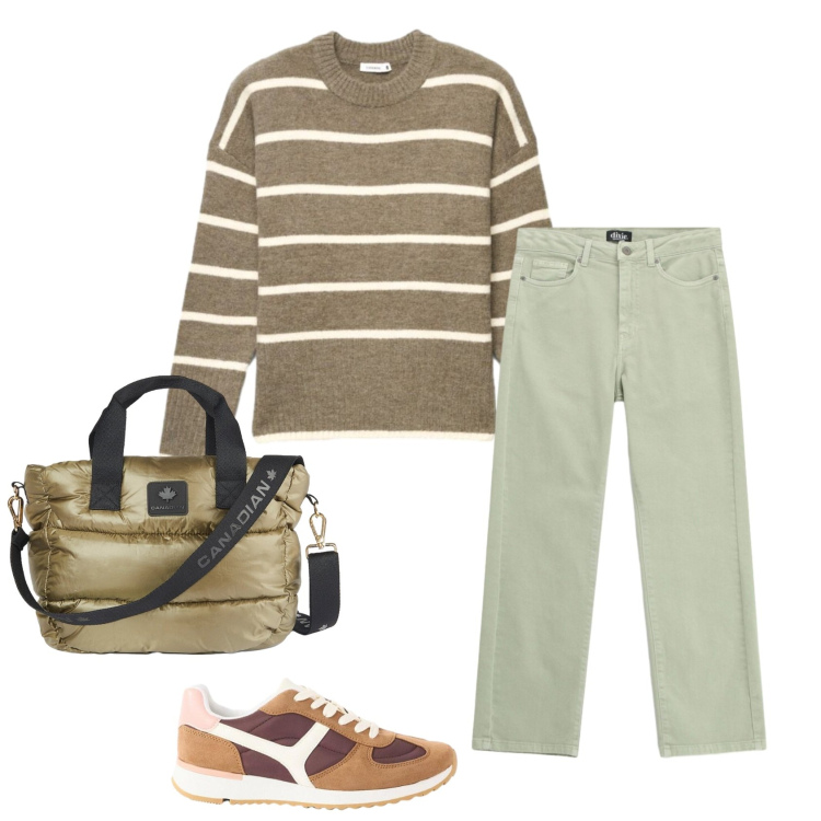 Outfit donna - Total look #2477201. Stile Casual per Tutti i giorni. Abbinamento con sneakers, pullovers, jeans dritti, borse tote.