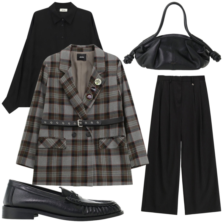 Outfit donna - Total look #2477218. Stile Glamour per Serata fuori. Abbinamento con mocassini, blazer, pantaloni a palazzo, borse a mano, camicie.