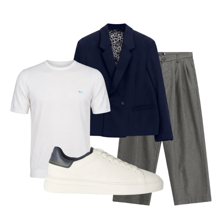 Outfit uomo - Sneaker e completo spezzato. Stile Casual per Ufficio. Abbinamento con sneakers, t-shirt, pantaloni, giacche.