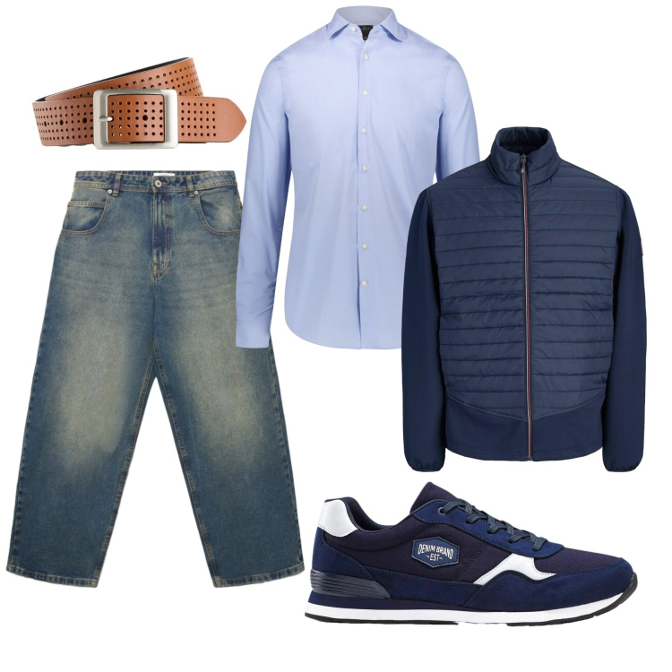 Outfit uomo - Total look #2477235. Stile Casual per Tutti i giorni. Abbinamento con camicie, jeans, sneakers, giacche, cinture.