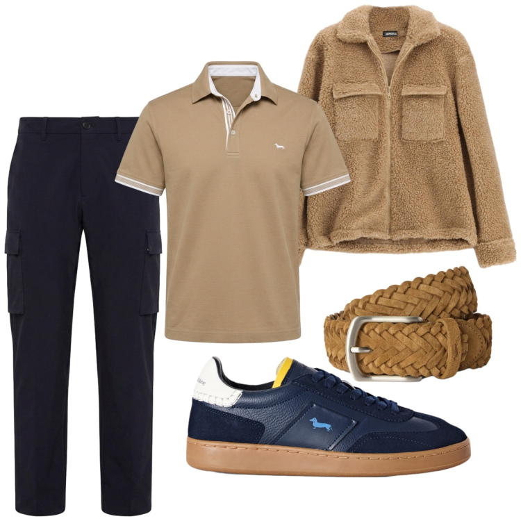 Outfit uomo - Total look #2477246. Stile Casual per Tutti i giorni. Abbinamento con cinture, sneakers, polo, pantaloni cargo, cappotti.