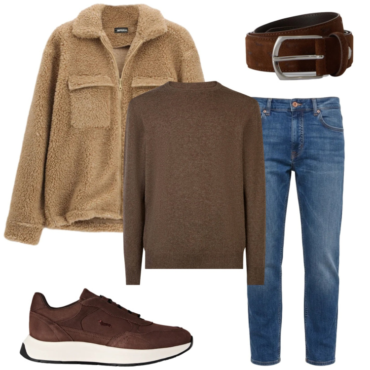 Outfit uomo - Total look #2477250. Stile Trendy per Tutti i giorni. Abbinamento con jeans, cinture, sneakers, cappotti, maglieria.