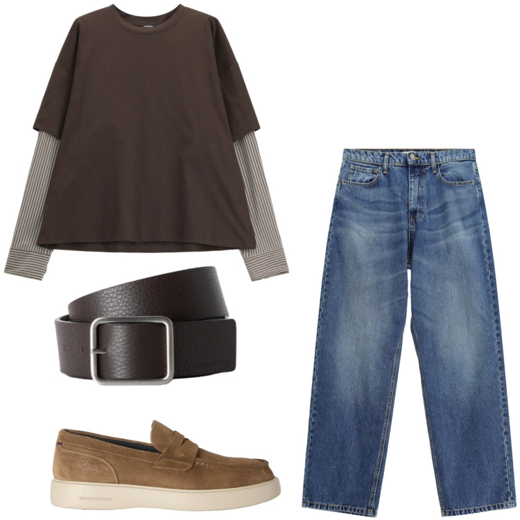 Outfit uomo - Total look #2477251. Stile Casual per Tutti i giorni. Abbinamento con scarpe stringate, cinture, t-shirt, jeans.