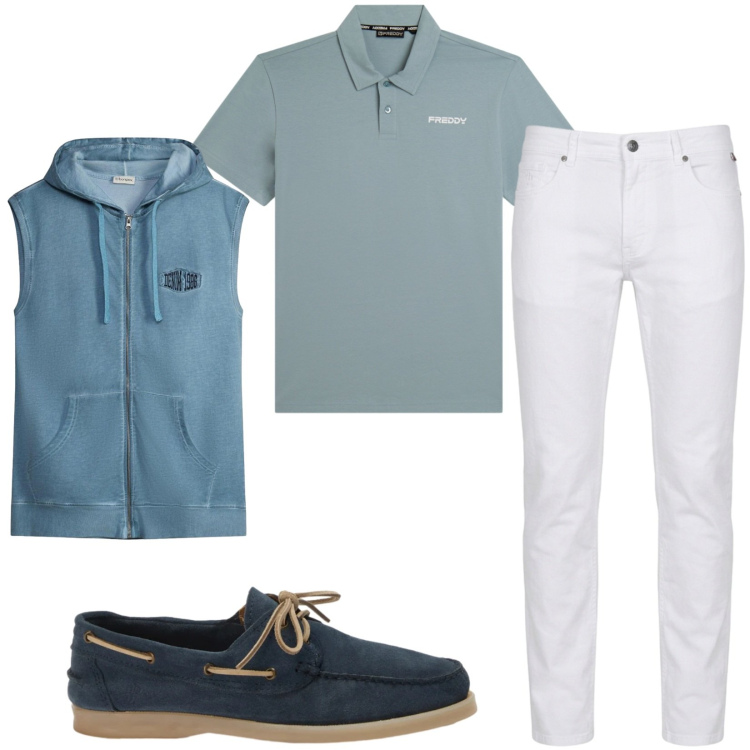 Outfit uomo - Total look #2477255. Stile Casual per Tutti i giorni. Abbinamento con scarpe stringate, pantaloni, polo, gilet.